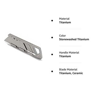 Exceed Designs TIRANT RAZOR-M 3.0 MagLock Micro Slide Utility Knife & Pry Bar (Stonewashed + Silver Magnets) 6Al-4V Titanium Pocket Knife, EDC Tool, Box Cutter