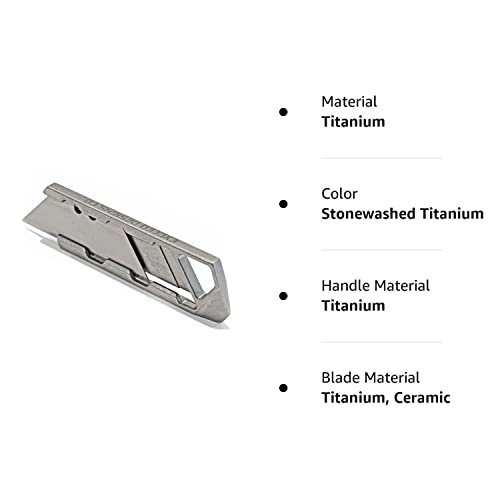 Exceed Designs TIRANT RAZOR-M 3.0 MagLock Micro Slide Utility Knife & Pry Bar (Stonewashed + Silver Magnets) 6Al-4V Titanium Pocket Knife, EDC Tool, Box Cutter