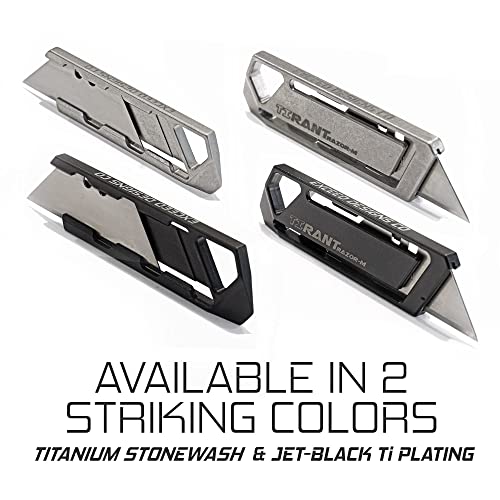 Exceed Designs TIRANT RAZOR-M 3.0 MagLock Micro Slide Utility Knife & Pry Bar (Stonewashed + Silver Magnets) 6Al-4V Titanium Pocket Knife, EDC Tool, Box Cutter