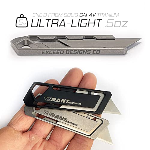 Exceed Designs TIRANT RAZOR-M 3.0 MagLock Micro Slide Utility Knife & Pry Bar (Stonewashed + Silver Magnets) 6Al-4V Titanium Pocket Knife, EDC Tool, Box Cutter