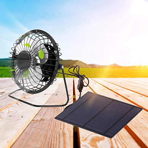 Hilitand 5W Mini Solar Panel with Portable Cooling Fan, Photovoltaic Solar Panel Set USB Desk Fan USB Powered Portable Fan