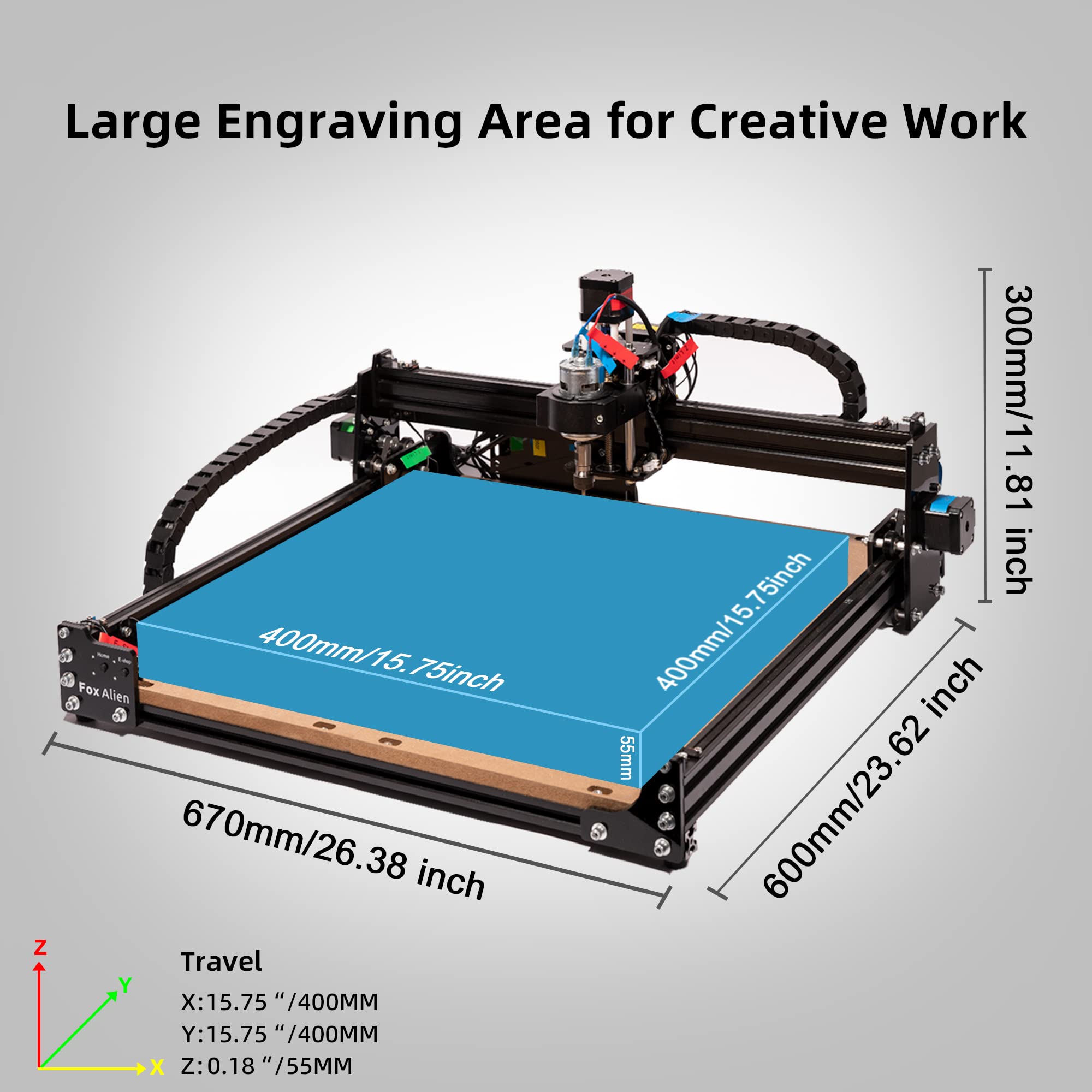 FoxAlien Masuter 4040 CNC Router Machine, 3-Axis Engraving Milling Machine 15.75x14.96” Working Area for Carving Cutting Wood Acrylic MDF Nylon