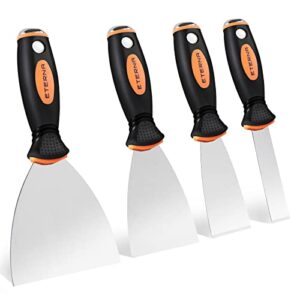 eterna 4pcs putty knife scraper, spackle knife set with four size (1”,2”,3”,4”), stainless steel scraper perfect for scraping residue, spackling paste and wood filler