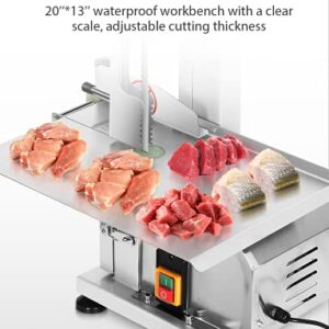 Electric Bone Saw Machine 750W 1.2HP Commercial Frozen Meat Cutting Machine Stainless Steel Countertop Bone Cutter Machine for Rib Fish Pork Steak Beef