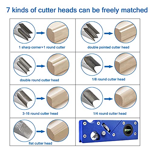 Chamfer Plane with 7 Types of Chamfering Cutter Heads for Edge Corner Flattening Quick Edge Trimming,45 Degree Edge Corner Plane with Bubble Levels