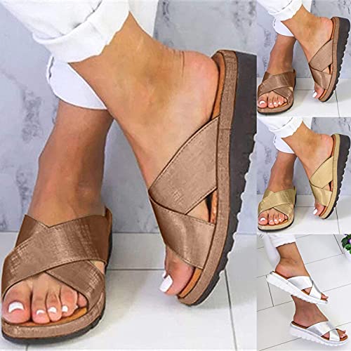 wodceeke platform sandals for Women 2021 Comfy Platform wedge Sandal Shoes Summer Beach Travel Shoes Flip Flops (Silver, 39)