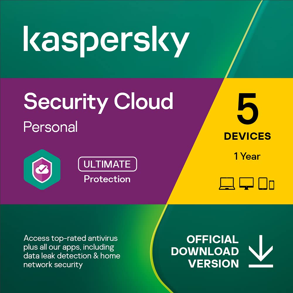 Kaspersky Security Cloud - Personal | 5 Devices | 1 Year | Antivirus, Secure VPN and Password Manager Included | PC/Mac/iOS/Android | Online Code