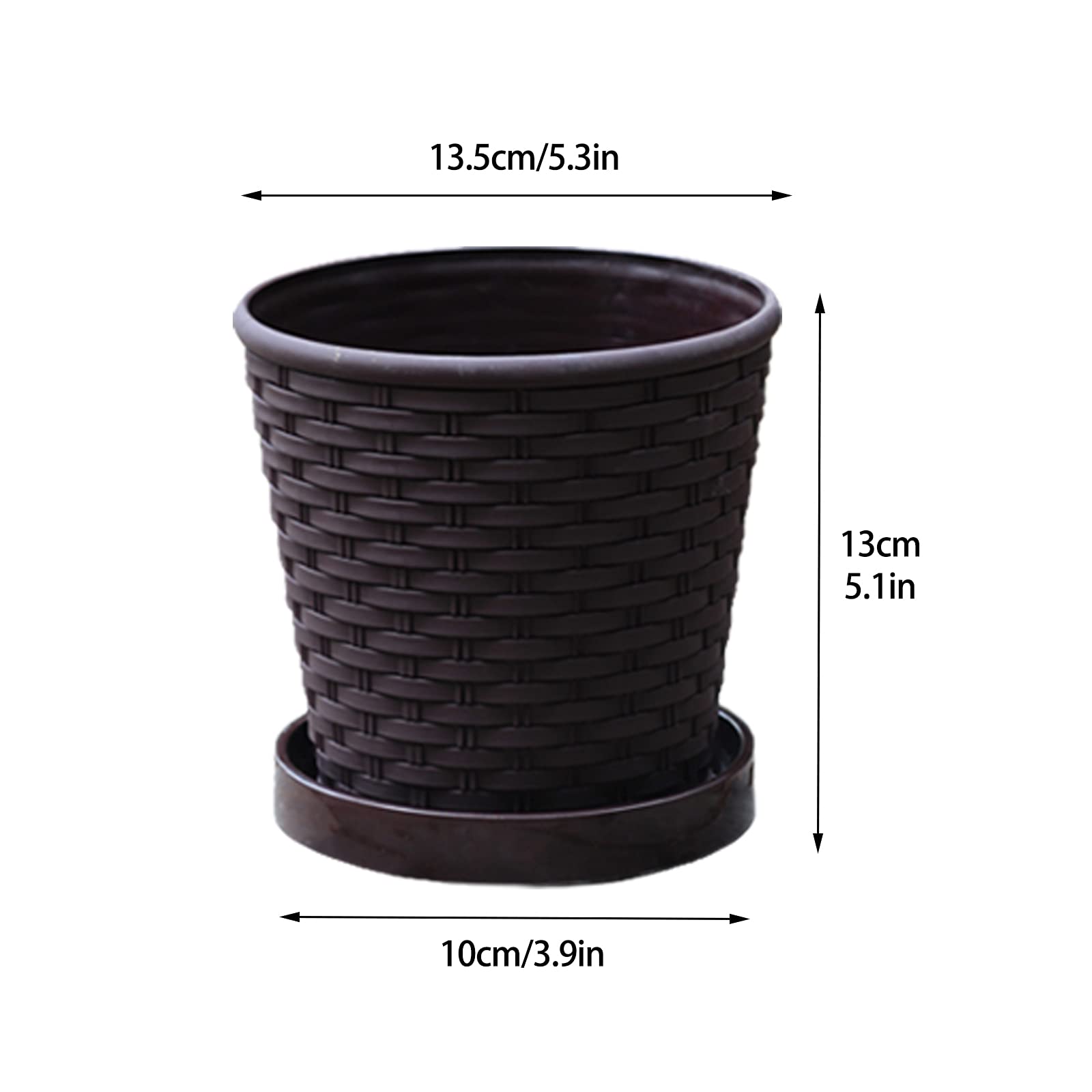 QLINDGK Bamboo Woven Plant Pot, Plastic Plant Pots with Drainage and Saucer Nursery Seedling Planter Garden Flower Pot Container for Indoor Outdoor Bonsai Plants