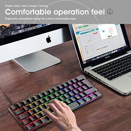 60% Wired Mechanical Gaming Keyboard and Mouse Combo,Ultra-Compact Mini 62 Keys,Type C Chroma 20 Rainbow Backlit Effects,RGB Backlit 6400 DPI Lightweight Gaming Mouse with Honeycomb Shell for PC/Mac