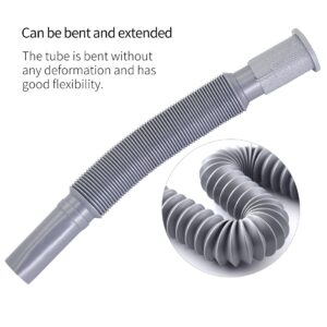 OLIREXD Universal Wash Basin Sink Drain Pipe, 1-1/4 Inch Install Diameter Plastic Flexible and Expandable Drain Pipe for Kitchen Bathroom Sink, Gray
