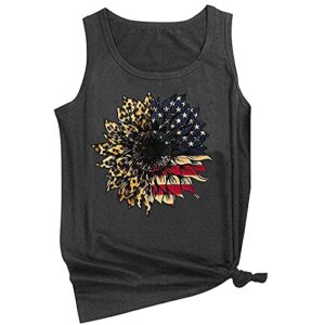wodceeke women's american flag print tank tops sleeveless loose t-shirt independence day trend blouse tops (gray, s)