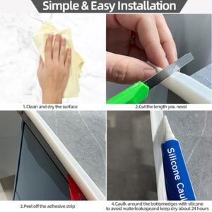 39 Inch Collapsible Shower Threshold Water Dam Barrier,Self Adhesive Silicone Shower Water Bathtub Splash Guard Bathroom Kitchen Water Stopper Blocker for Dry and Wet Separation Seal Strip Edge Trim