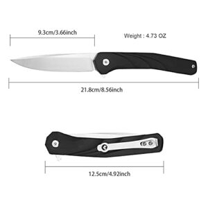 sharpken Pocket Knife, Pocket Folding Knife with D2 Steel Blade and G10 Handle + Pocket Clip.