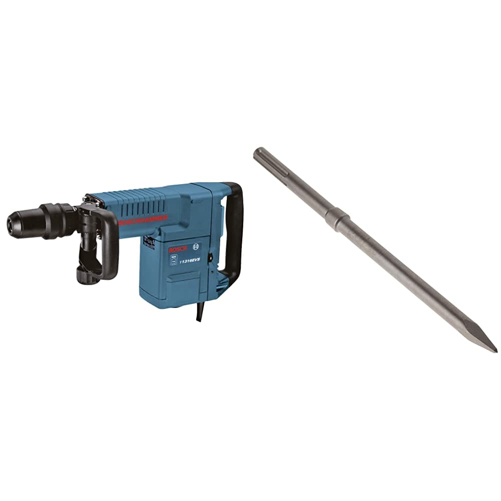 BOSCH 11316EVS SDS-Max Demolition Hammer, Bosch Blue and BOSCH HS1904 SDS-max 16" Rtec Bull Point Chisel