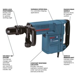 BOSCH 11316EVS SDS-Max Demolition Hammer, Bosch Blue and BOSCH HS1904 SDS-max 16" Rtec Bull Point Chisel