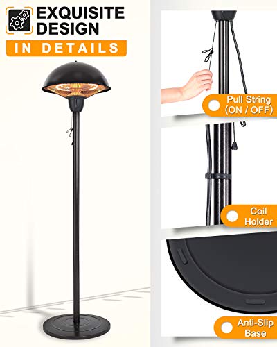 Star Patio Outdoor Heater, Outdoor Heater, 1500W Infrared Heater with Dome Shape and Hammered Bronze Finish, Adjustable Height Outdoor Heater, STP1566-B-S-N1