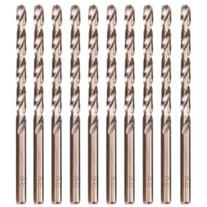 aresmro cobalt drill bit set- 3/16''(10pcs) m35 high speed steel, twist jobber length for metal, cast iron and wood plastic with metal indexed storage case