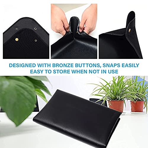 Poocar 39.3X.39.3 inches Plant Repotting Mat Tidy Square Portable Indoor Gardening Mat Foldable Plant Transplanting Tarp Waterproof Potting Tarp Black