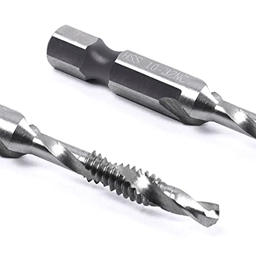 szgate 5PCS Combination Drill Tap Bit Set Screw Tapping Hex Shank HSS MetricImperial Plug Drill Bits Hand Tools 8-32NC, 8-32NC( 4.2mm)