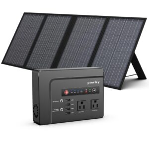 200w solar generator, 146wh portable power station with pure sine wave ac outlet, 39600mah backup lithium battery, 60w solar panel charger for home emergency outdoors camping travel