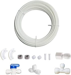 length 25ft ,1/4-inch o.d tube quick connect kit, fridge water line connection and ice maker installation kit for reverse osmosis ro systems & water filters.(both 1/4” & 3/8” output) (25ft tube)