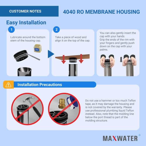 Max Water - Heavy Duty, Stainless Steel - Reverse Osmosis 4040 Membrane Housing - 4" x 40" good for industrial use - Pack of 4