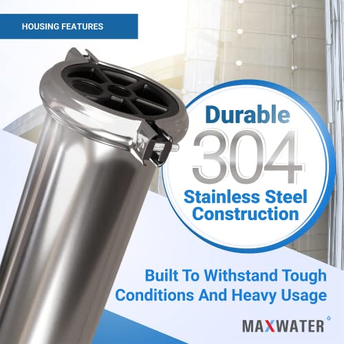 Max Water - Heavy Duty, Stainless Steel - Reverse Osmosis 4040 Membrane Housing - 4" x 40" good for industrial use - Pack of 4