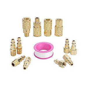 hynade air hose fittings,1/4" npt air coupler and plug kit,13 pieces universal quick connect air fittings,brass quick connect set for air tools(13 pcs)