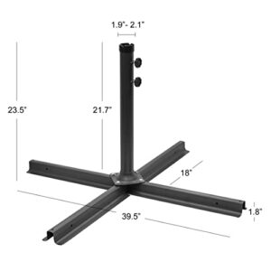 WO Home Furniture Portable Beach Patio Sunshade Stand Umbrella Base Stand Holder, Steel Universal Cross Base Stand Anchor Kit (Stand Only) (Black)