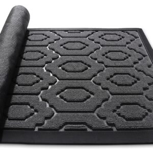 door mats outdoor for front door, 29.5"x17" non slip welcome mats outdoor low-profile indoor rug entryway doormat for high traffic areas, grey durable door mat
