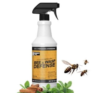 exterminators choice bee and wasp defense - 32 oz - works on most common types of bees and wasps - great for patios, gardens, and yards - non-toxic home defense bug spray - safe for kids and pets