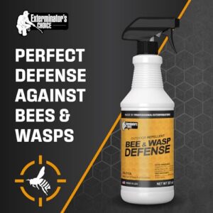 Exterminators Choice Bee and Wasp Defense - 32 oz - Works on Most Common Types of Bees and Wasps - Great for Patios, Gardens, and Yards - Non-Toxic Home Defense Bug Spray - Safe for Kids and Pets