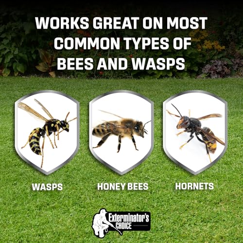 Exterminators Choice Bee and Wasp Defense - 32 oz - Works on Most Common Types of Bees and Wasps - Great for Patios, Gardens, and Yards - Non-Toxic Home Defense Bug Spray - Safe for Kids and Pets