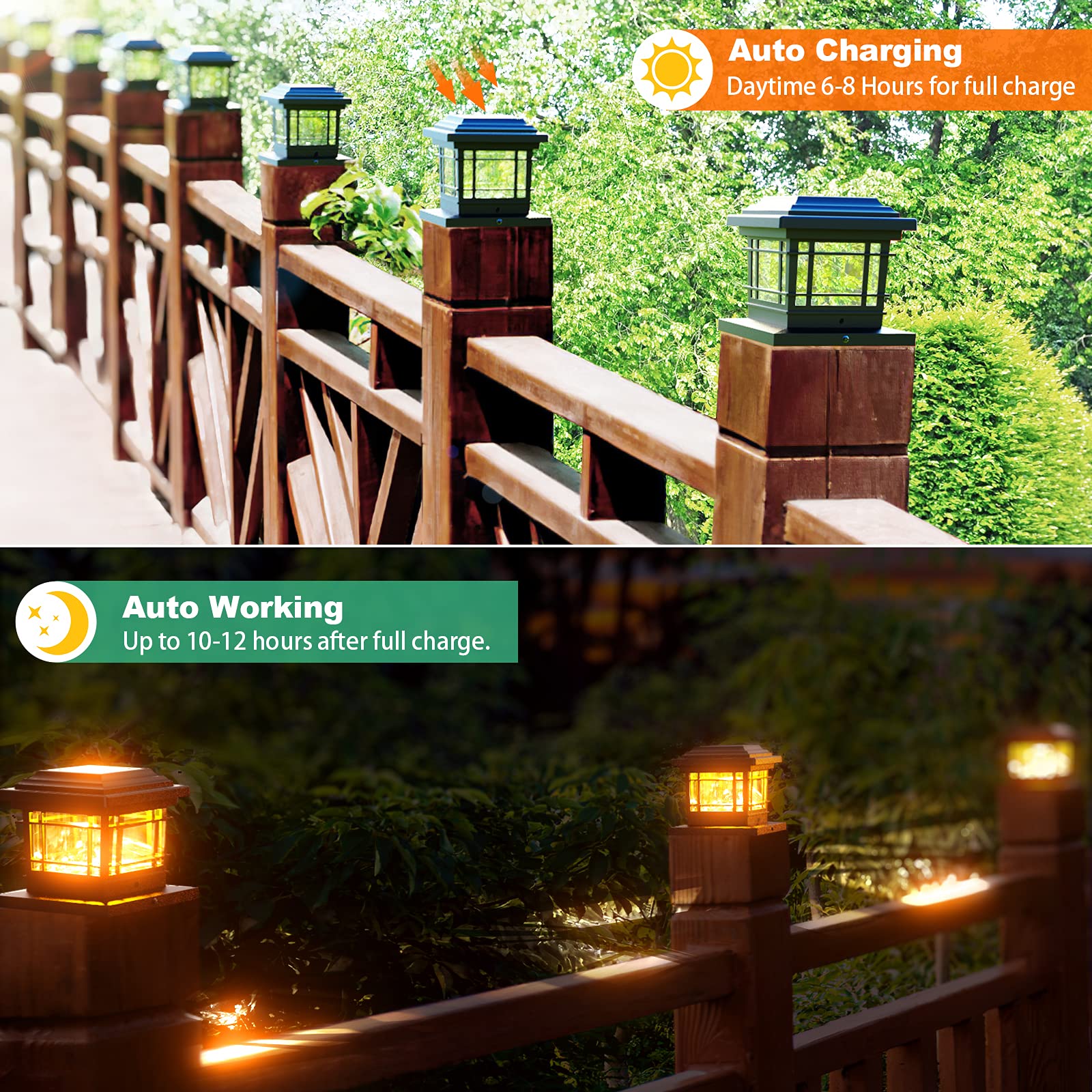 LETMY Solar Post Cap Lights Outdoor, 4 Pack LED Deck Fence Cap Solar Lights, Bright Waterproof Solar Post Lights for 4x4 5x5 6x6 Wooden Posts in Patio, Deck or Garden Decoration