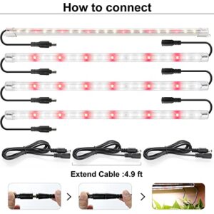 YASBED LED Grow Light for Indoor Plants, 5500k & Red LED Full Spectrum Plant Grow Light Strips with Timer 3/6/12Hours/Dual Channel/4 Dimmable Level for Gardening Seedling Hydroponics, 6 Pack