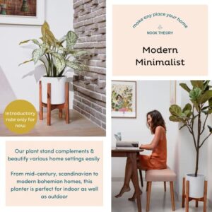 Adjustable Mid Century Plant Stand - Solid Acacia Wood - Plant Holder - Modern Plant Stand Indoor - Pot Stand - Wooden Plant Stand 15" Height - Planter Stand For Indoor Plants, Outdoor (Square)