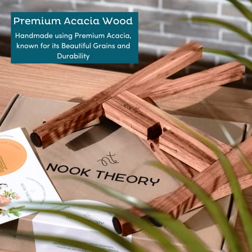 Adjustable Mid Century Plant Stand - Solid Acacia Wood - Plant Holder - Modern Plant Stand Indoor - Pot Stand - Wooden Plant Stand 15" Height - Planter Stand For Indoor Plants, Outdoor (Square)