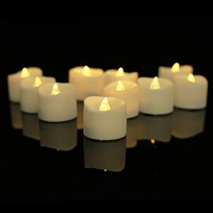 yhp battery operated flameless flickering candle, realistic and bright led tea light for wedding, table, halloween, christmas and festival celebration, pack of 12 in warm white.…