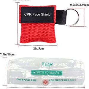 Yzpacc Set of 50 CPR Mask, Disposable CPR Shield Mask Emergency Mask Key Chain Ring ,with One-Way Valve Breathing Barrier for First Aid or AED Training (Colorful-50PCS)