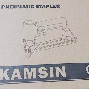 KAMSIN #7116L 22 Gauge Pneumatic Upholstery Stapler, 71 Series 3/8-Inch Crown Long Nose Air Power Fine Wire Staple Gun, 1/4-Inch to 5/8-Inch Leg Length Furniture Stapler for Fabric, Upholstering