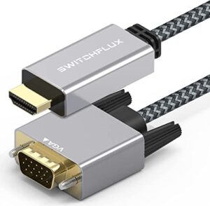 switchflux hdmi to vga active 6.6feet cable gold-plated video converter cord, hdmi male to vga male unidirection adapter compatible for computer laptop pc projector xbox