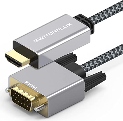 SWITCHFLUX HDMI to VGA Active 6.6Feet Cable Gold-Plated Video Converter Cord, HDMI Male to VGA Male Unidirection Adapter Compatible for Computer Laptop PC Projector Xbox