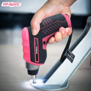 Hi-Spec 27pc 3.6V Pink Small USB Power Electric Screwdriver Set for Women. Cordless & Rechargeable with Driver Bit Set