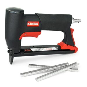 KAMSIN K7116 22 Gauge Pneumatic Upholstery Staple Gun 3/8-Inch Crown 71 Series Air Power Fine Wire Stapler 1/4-Inch to 5/8-Inch Leg Length Upholstery Stapler Furniture Stapler for Fabric, Upholstering