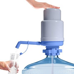 5 gallon water dispenser - manual water dispenser for 5 gallon bottle non drips, easy hand press water pump dispenser fit for 2-6 gallon bottle (blue)