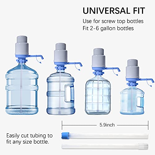 5 Gallon Water Dispenser - Manual Water Dispenser for 5 Gallon Bottle Non Drips, Easy Hand Press Water Pump Dispenser Fit for 2-6 Gallon Bottle (Blue)