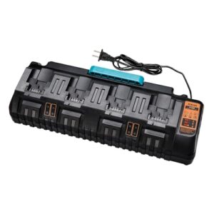 hipoke dcb104 20v max dewalt battery charger, 4-ports rapid charger replacement for dcb102 dcb102bp dcb104 dcb118, compatible with dewalt lithium-ion battery dcb206 dcb205 dcb204 dcb203 dcb201 dcb120