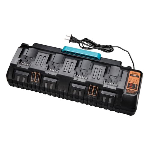 Hipoke DCB104 20V MAX Dewalt Battery Charger, 4-Ports Rapid Charger Replacement for DCB102 DCB102BP DCB104 DCB118, Compatible with Dewalt Lithium-ion Battery DCB206 DCB205 DCB204 DCB203 DCB201 DCB120