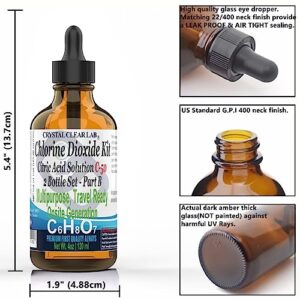 Crystal Clear Lab Chlorine Dioxide Kit - 4oz Citric Acid, Solution, 2 Bottles (8 oz)