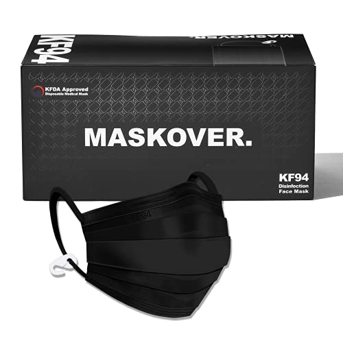 [Pack of 50] KF94 Certified MASKOVER Protective Breathable Safety Masks for Adult [Made in Korea] (Black)